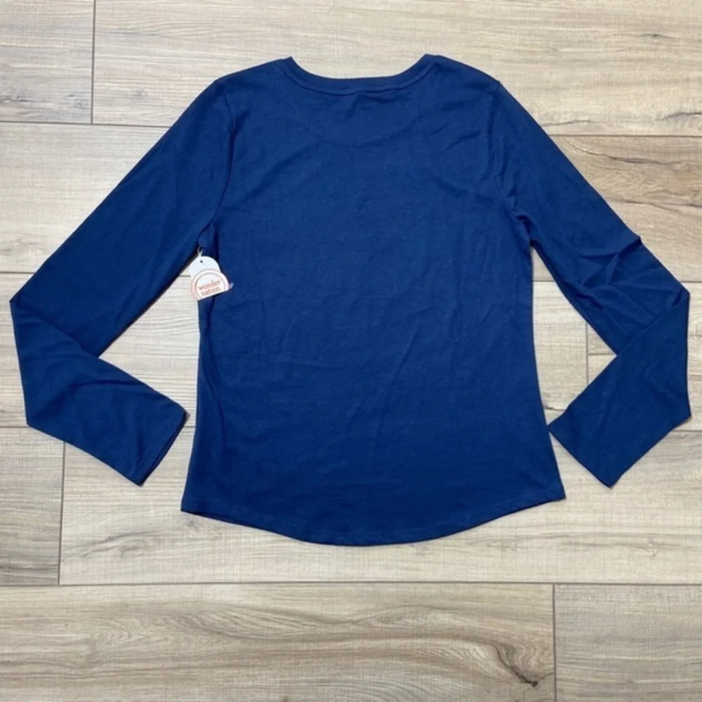 Wonder Nation Oh What Fun‎ Long Sleeve Tee Girls Size 14/16 XL Navy Blue